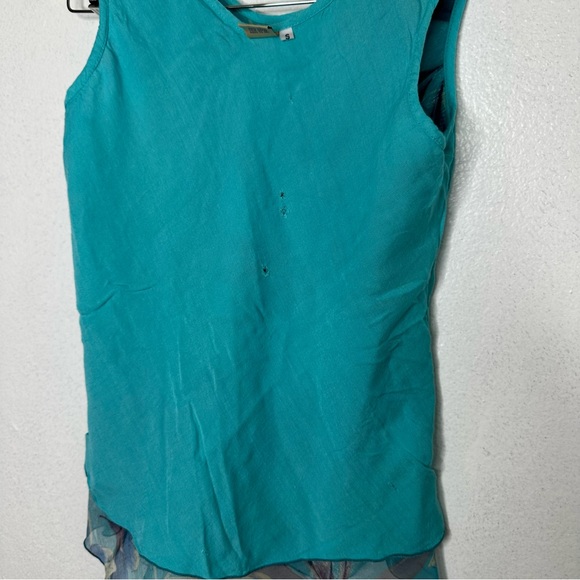 HIBISCUS COLLECTION HAWAII Blue Floral Babydoll Tank Top Y2K Resortwear Small - Picture 11 of 12